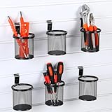 Colingmill 6 Set Slatwall Cups with Hook Black Metal Slatwall Organizer Accessories Slat Wall Basket Bin...