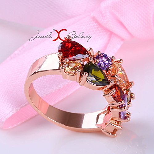 18K Rose Plated CZ Pendant & Ring Set For Women