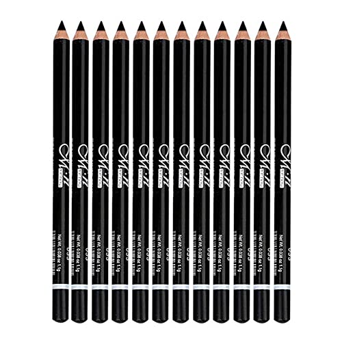 Black Eyeliner Pencil Set - 12 PCs Kajal Smudge Proof Matte Waterproof Long Lasting Makeup Eye Liners by â€œLinbleâ€