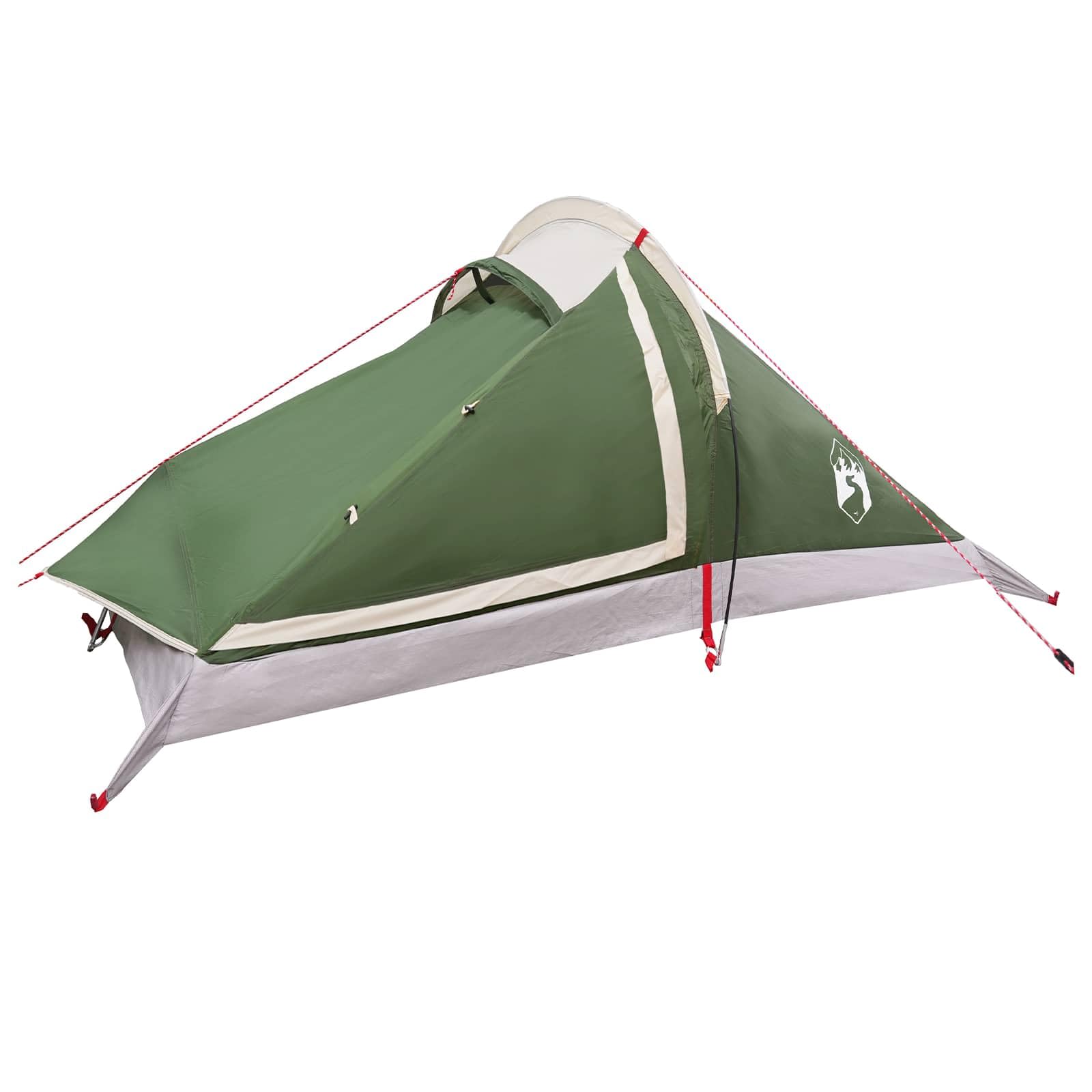 Grünes 4 Personen Trekkingzelt aus 185T Polyester mit PU Beschichtung, wasserdicht und UV beständig, Kuppelzelt für Camping, Wanderung, Rucksack, Festival, leichtes Packmaß für Outdoor