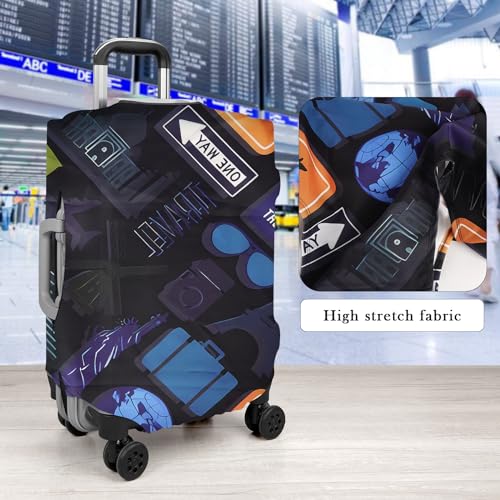 Travel Luggage Cover Protector, Washable Elastic Suitcase Cover, Luggage Protective Cover for 18-21 Inch Luggage (Background Landmark, S)4