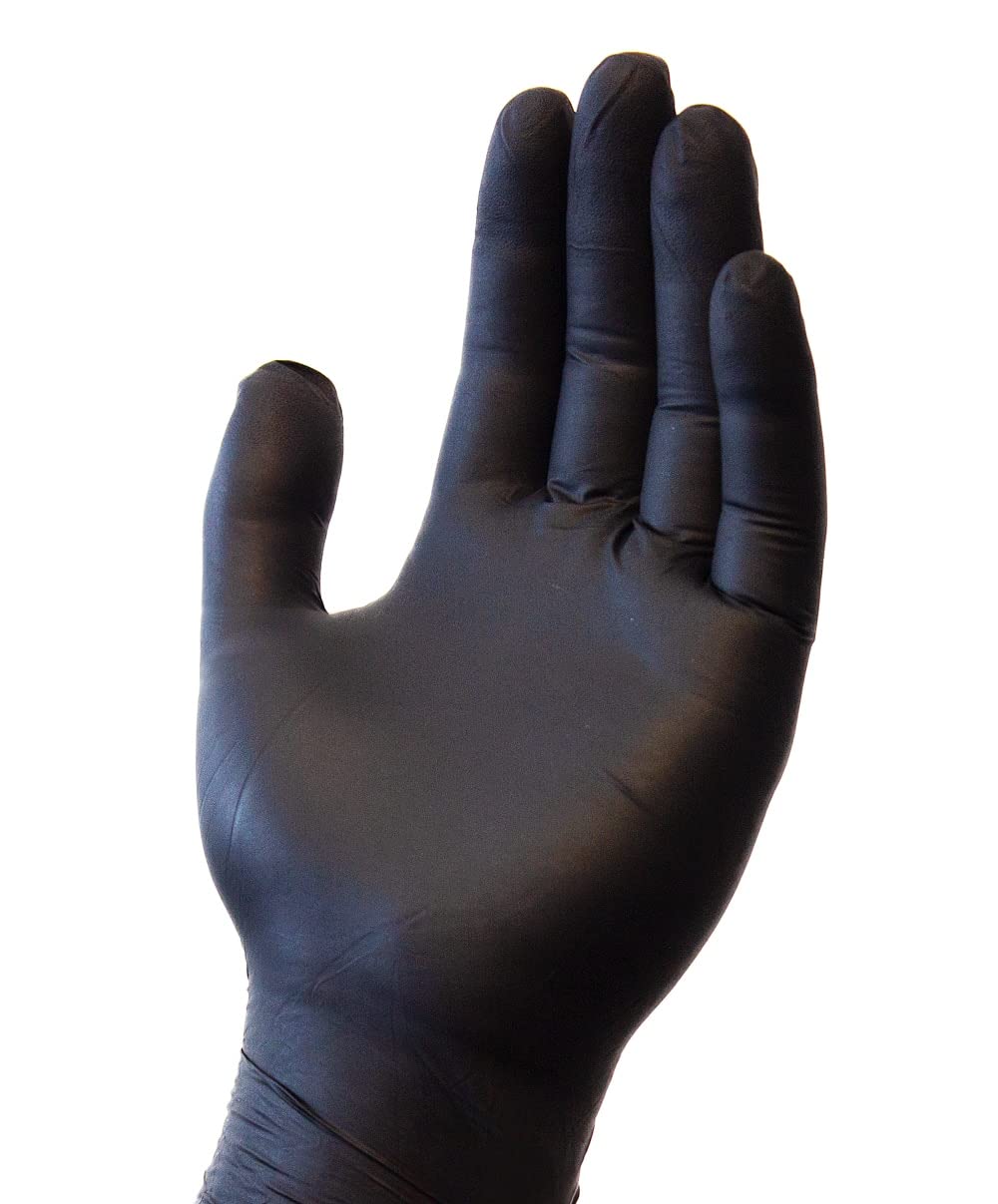Safety Zone GNPR-MD-BK Guantes de nitrilo con textura sin polvo, estándar, mediano, negro (paquete de 100)