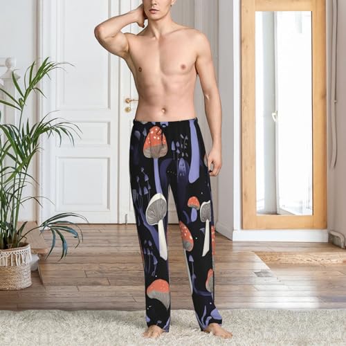 Black Cats Mushroom Pajama Pants Mens Lounge Sleep Pant Long Pajama Bottoms Drawstring Elastic with Pockets4