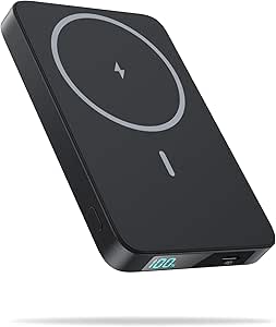 Cargador portátil magnético de 5500 mAh, cargador portátil inalámbrico delgado con pantalla LCD, batería PD de carga rápida USB-C compatible con Magsafe, iPhone 15/15 Pro/15 Pro Max/14/13/12 Series