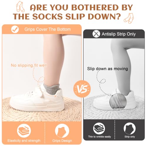 Image of HYCLES Toddler Girl Socks, 12 Pairs Non Slip Ankle Toddler Socks for 1-7 Years Baby Girls Kids