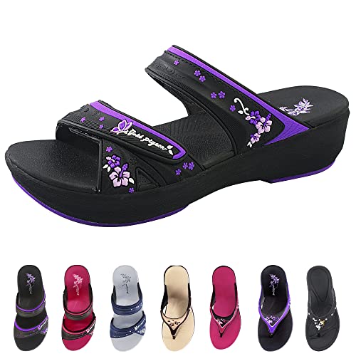 Gold Pigeon Shoes Platform Slide Sandals & Flip Flops for Women, Comfort Padded Foam Cushion