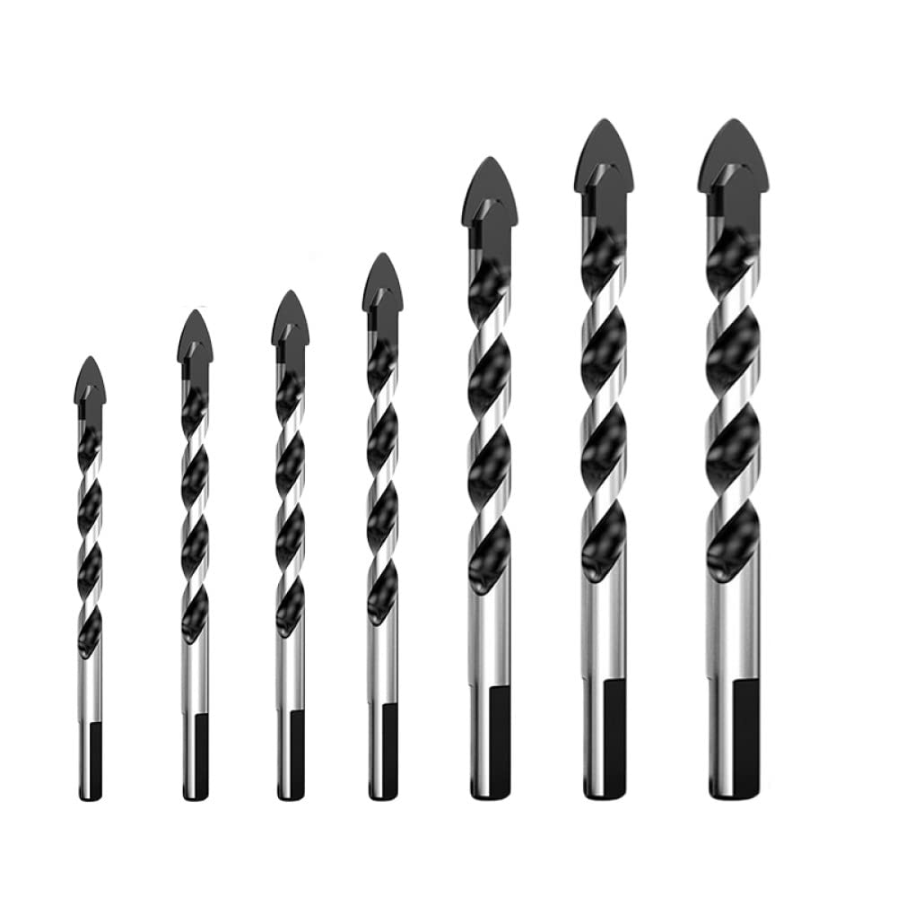 3-12mm trójkątne wiertło diamentowe zestaw wierteł do kamienia płytka ceramiczna betonowa cegła drewno szkło wykrawanie otwornica zestaw do wiercenia w metalu, 7 sztuk 3,12mm czarny