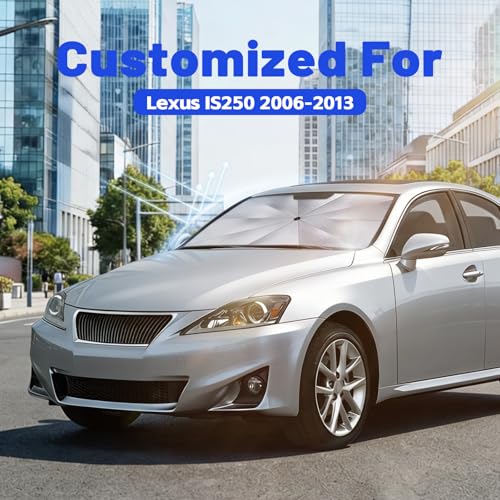 Image of Car Windshield Sun Shade for Lexus IS250 2006-2013 -[Reflective Coated Fabric] Sunshade Umbrella for Front Window, Car Shades Sun Visor Keep Car Cool and Protects Interior, 1:1 Exact Fit
