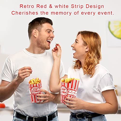 Image of 200 Pcs 1 OZ Popcorn Bags Red and white Bulk Popcorn Bags for individual servings Small Paper Bag for Movie, Theater, Carnival Party, Decorations