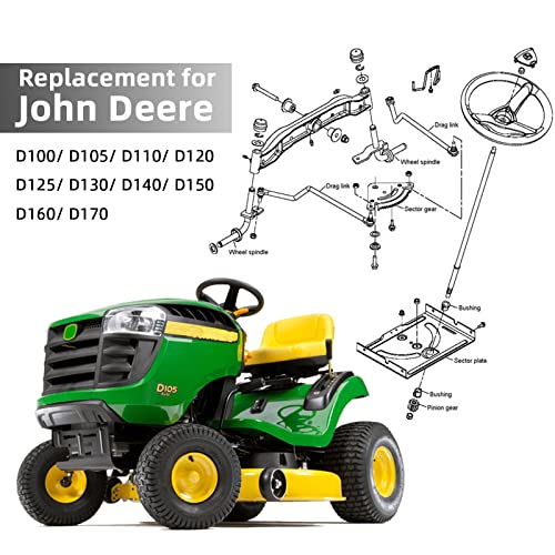 19 Teeth Steering Sector Gear Kit Compatible with John Deere Lawn Tractor John Deere D100 D105 D110 D120 D125 D130 D140 D150 D160 D170 with Pinion Gear & Bushing, Direct Replace - Image 3
