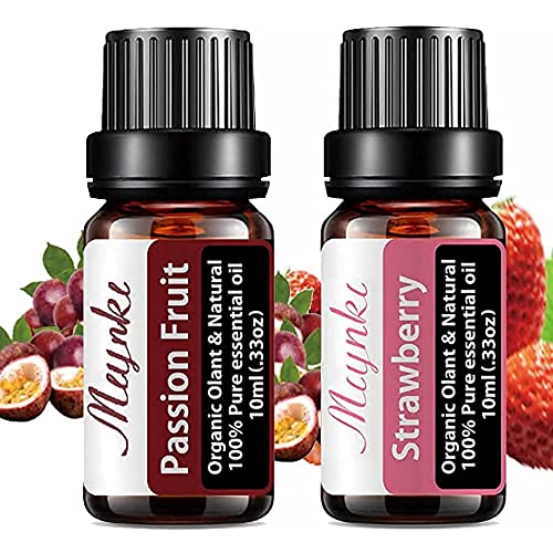 Passion Fruit Essential Oil And Strawberry Essential Oil Organic Plant & Natural 100% Pure Therapeutic Grade Oil Perfect For Diffuser, Humidifier, Massage, Aromatherapy, Skin & Hair Care-2X10Ml #TOP4