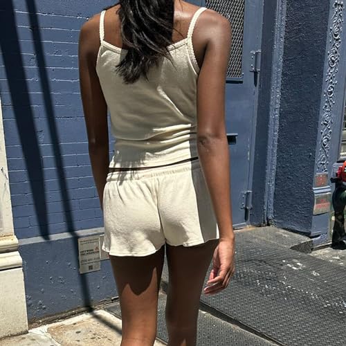 Women Y2K Low Rise Sweat Shorts Summer Cute Low Waist Wide Leg Mini Shorts Casual Basic Drawstring Lounge Shorts2