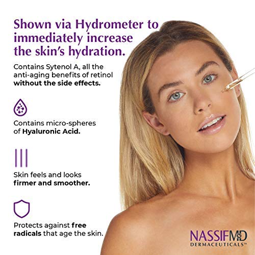 Nassifmd Hydro-Screen Bakuchiol Serum, Hyaluronic Acid Serum With Retinol Ceramide Moisturizer With Bakuchiol Oil, Retinol Serum Anti Aging Face Moisturizer For Women Face Moisturizer For Dry Skin 1Oz #TOP5