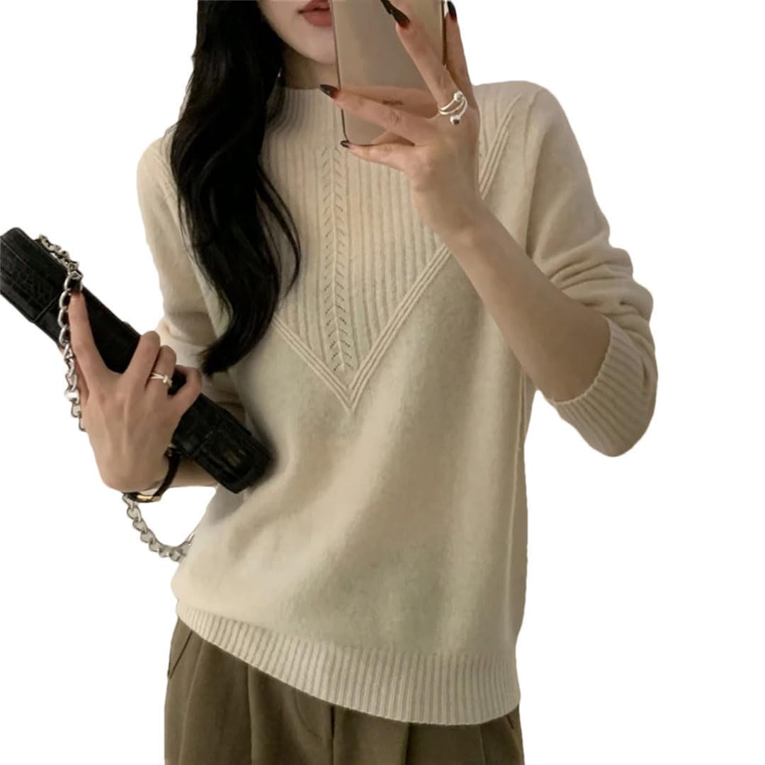 Maglione da donna a collo alto in cashmere ispessito maglione con fondo lavorato a maglia allentata