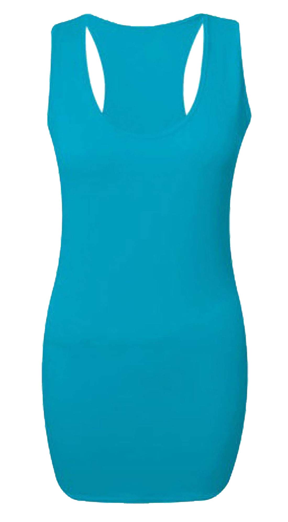 21Fashion Ladies Racer Back Vest Bodycon Muscle Top Gym Shirt Womens Sportswear Tank Top Turquoise UK 16-18
