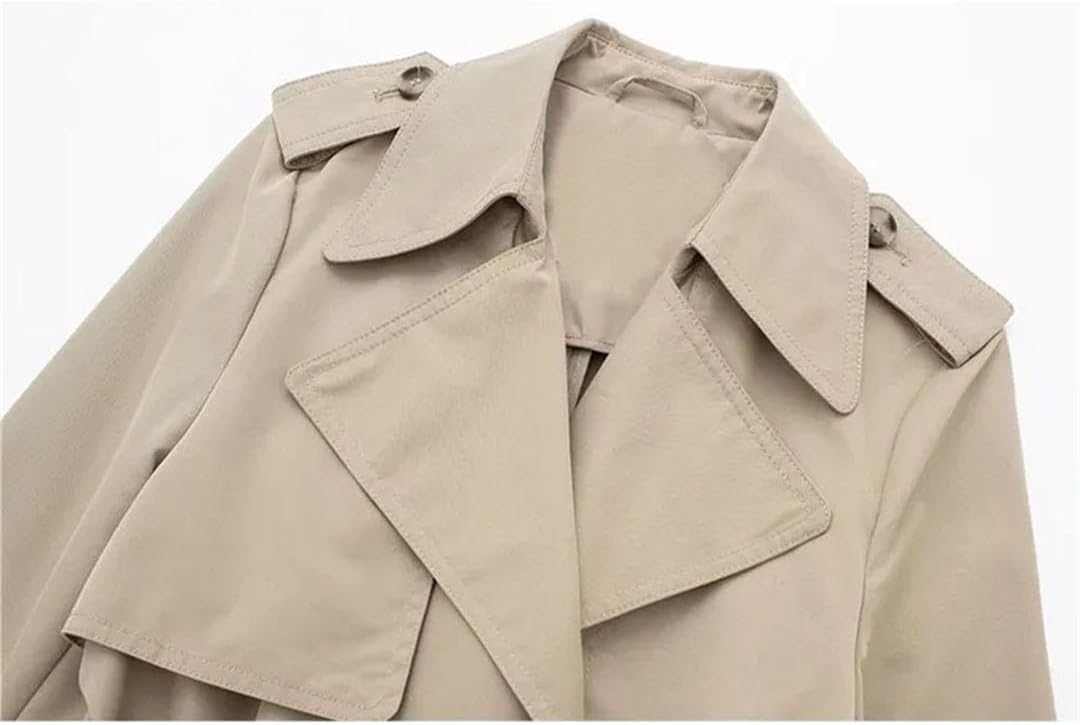 Women's Slim Trench Coats Solid Turn-Down Collar Long Sleeves Belt Decoration Double Breasted Female Coats
