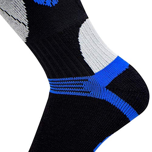 Pure Athlete Elite Wool Race Ski Socks - Warm Comfortable Snowboard/Skiing Socks (Black/Blue - 3 Pack, S/M) #TOP3