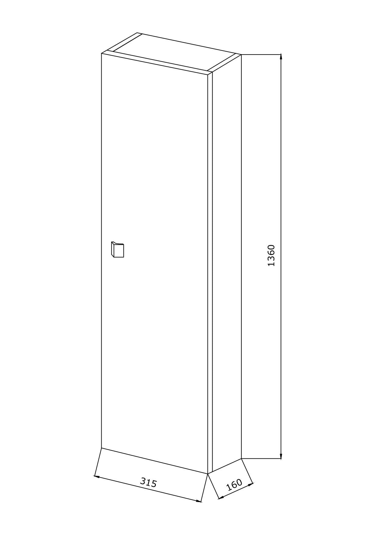 Kiamami Valentina Columna baño suspendida Simply Blanco Brillo compacta | Medidas 31x16x136 cm, 1 puerta derecha, 5 estantes internos, laminado, tirador cromado, mueble baño compacto