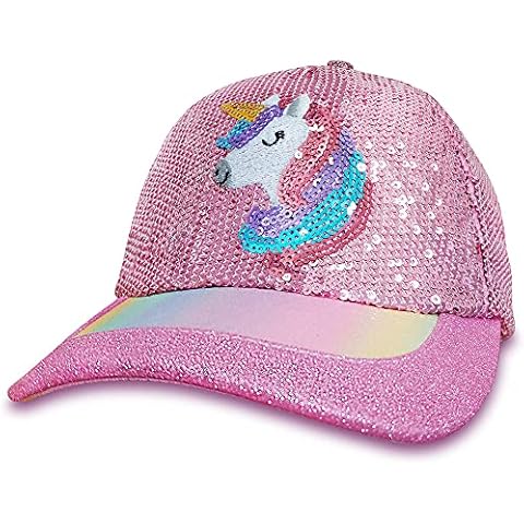 Gifts Treat Gorra de béisbol para niñas con Dibujos Animados Lindos Pink Flamingo Lentejuelas Bordado Cover