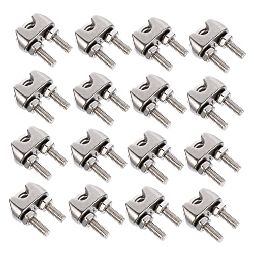 VILLFUL 16pcs Wire Rope Chuck U Type Clamps U Clamp for Rope U Shaped Wire Rope Clamp Cable Clamps Wire Rope u Shape Clamp Electrical Cable Steel Cable Clips Riggs Stainless Steel Silver