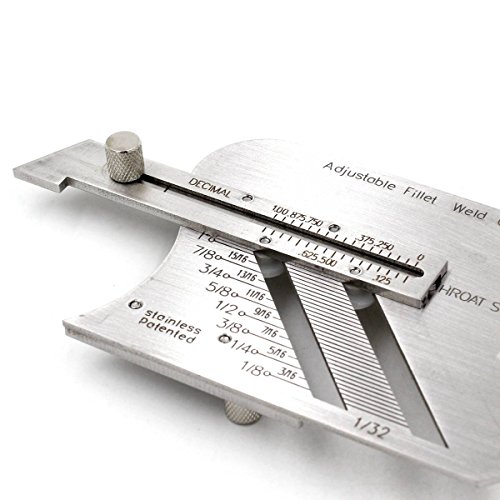 Calibrador de soldadura ajustable para medición de longitud de pata y garganta en cordones de soldadura, acero inoxidable, lectura estándar miniatura 2