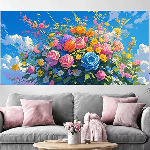 Diamond Painting Grand Format 100x200cm pour Créer une Décoration Salon Fleur DIY