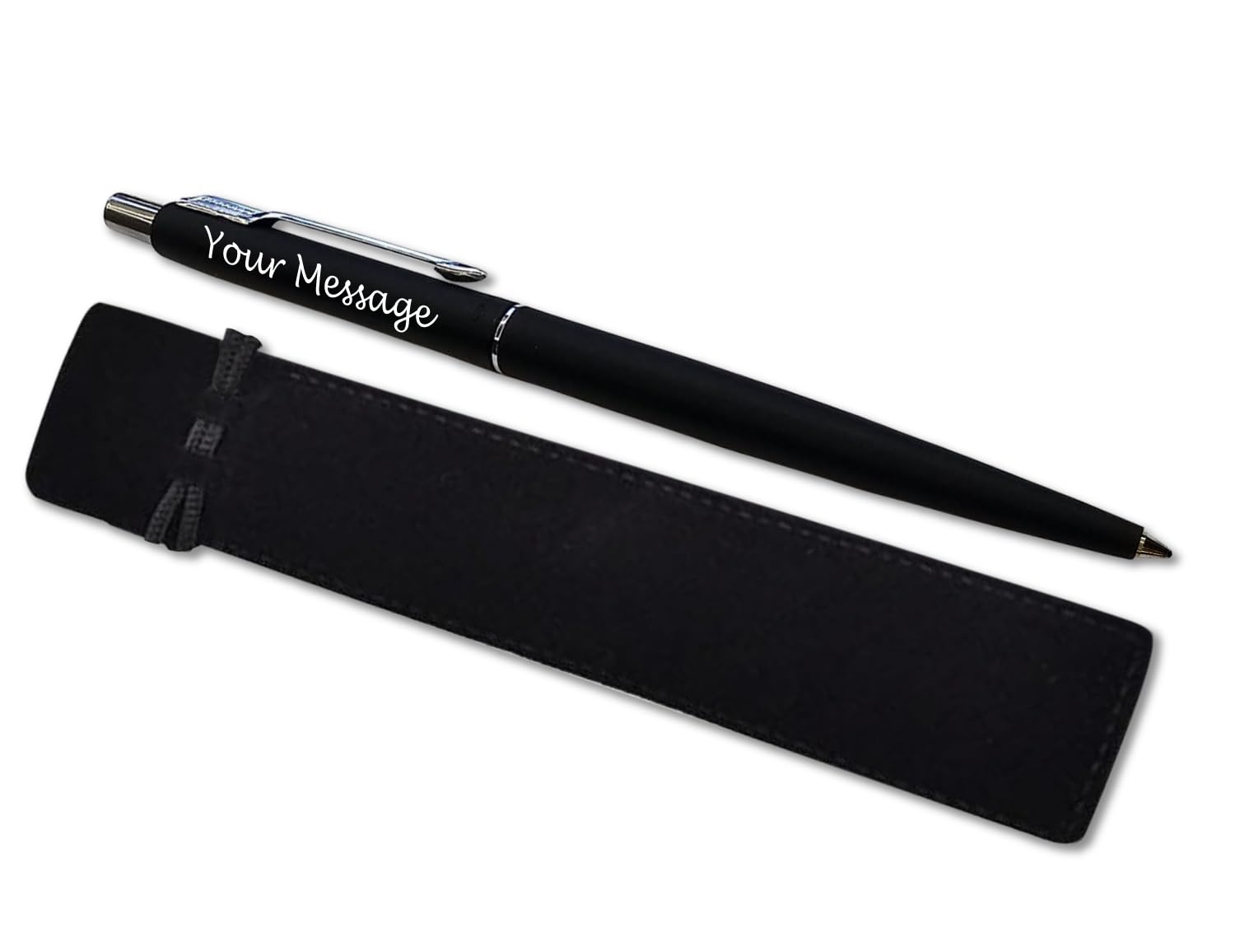 Parker Classic Slimline Ballpoint Personalised Pen In Classy Gift Bag Ideal Anniversary Birthday or Fathers Day Gift Perfect Men & Women Engraved Parker Pen With Laser Engraving (Matte Black & Silver)