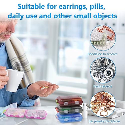 ACWOO Pill Box Organizer, 4-delige draagbare medicijnopbergdoos met 10 vakken, pillendoosje Pillendispenser voor vitamines, levertraan, supplementen en medicijnen voor reizen en werk - Afbeelding 6