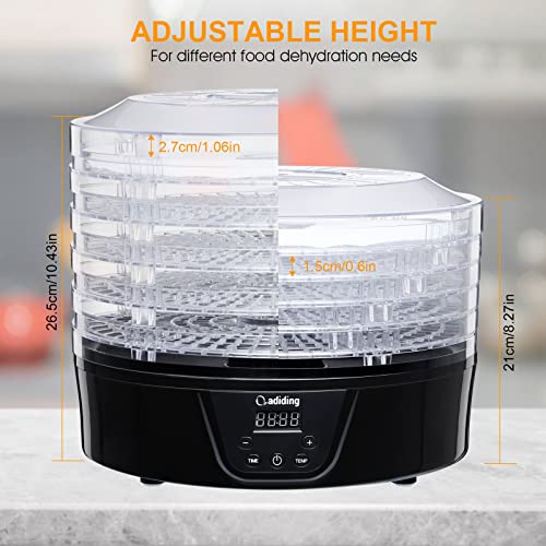 Food Dehydrator Machine, Adiding Dehydrator With 5 Bpa Free Trays, Digital Timer & Temperature Control, 350W Food Dryer For Fruit Vegetable Meat Beef Jerky Herbs Pet Treats #TOP6