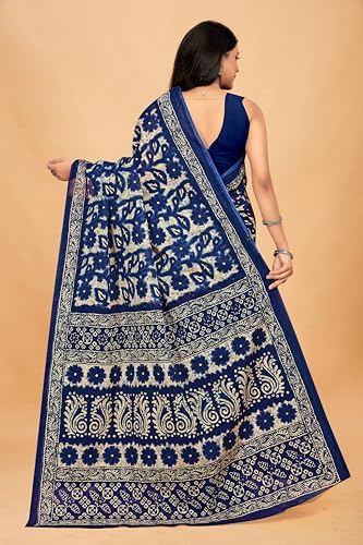 Image of TAMAIRA FASHION Mulmul Pure Cotton Saree For Woman Floral Batik Printed |Office Wear Daily Wear Sarees For Women Without Blouse Piece (Available in 16 Colours)