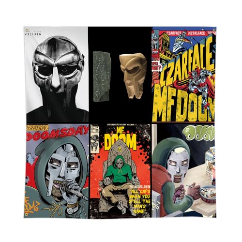 Konern 4x4ft MF DOOM Music Album Cover Tapertry MM...FOOD Operation Doomsday Super What Born Like This Madvillain printing/Vibrat Color/150D Polyster Wall Hanging