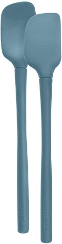 Tovolo Flex-Core - Mini espátula y cuchara de silicona, juego de 2 utensilios de cocina, resistente al calor y sin BPA, seguro para hierro fundido y