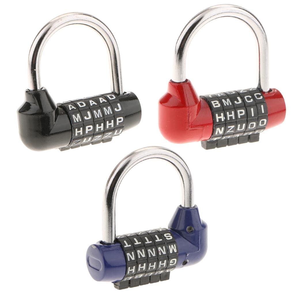 3Pack 5 Letter Combination Lock Password Sturdy Security Padlock for Home, Gate, Case, Toolbox, Gym, Sports, School and Employee Locker, Outdoor, Fence, Hasp and Storage