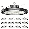 ONLYLUX 12 Pack UFO LED High Bay Lights, 150W 5000K Daylight, 22500LM (Eqv. 800W MH/HPS), Commercial LED Shop Lights with US Plug for Garage Workshop Warehouse Barn, Plug&Play