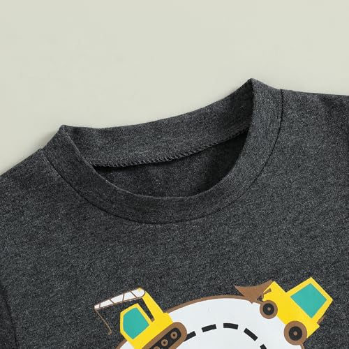 1st 2nd 3rd 4th 5th 6th Birthday Boy Shirt Construction Excavator Number Print Graphic Tee Shirts3