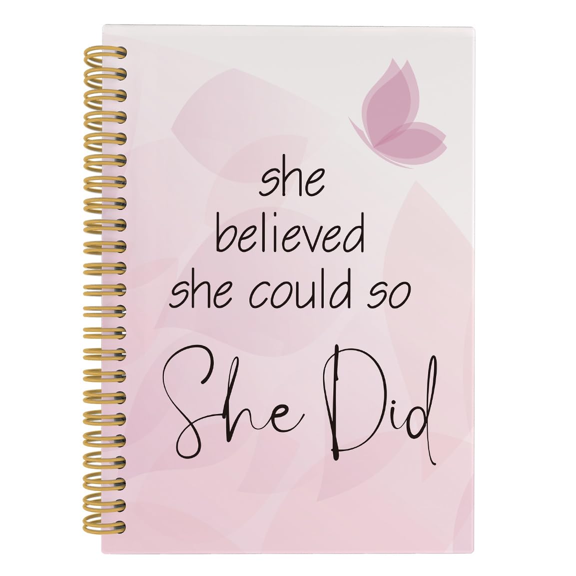 Inspirujący prezent dla kobiet, notatnik motywacyjny "She Believed She Could So She Did", 14 x 21,1 cm, 164 strony w linie dla kolegi, szefa, biura, przybory szkolne