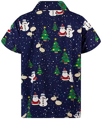 King Kameha Funky Hawaii overhemd, korte mouwen, voorzak, voor vrije tijd met rendier- en kerstman-opdruk - Image 4