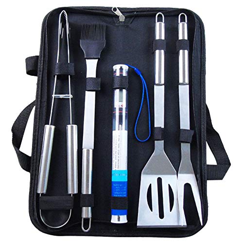 Sueng 5 Pieces Picnic Cookware BBQ Utensil Barbecue Tool Set Stainless Steel Grill Accessories with Carry Case Complete Tool Kit