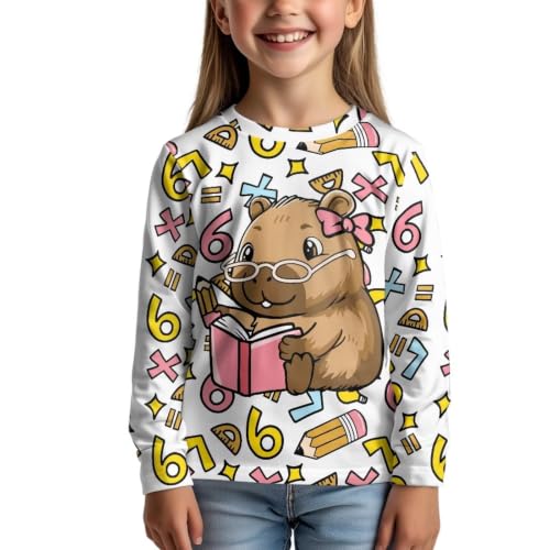 Image of WELLFLYHOM Long Sleeve T-Shirt for Boys Girls 3-16 Years Old Tee Tops Crewneck Pullover Shirts Fall Outfits