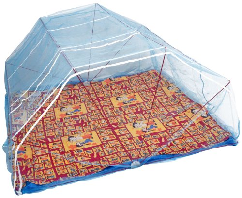 Image of Elegant Premium Cotton Mosquito Net for King Size Bed(6x7 Feet Blue) | Foldable Machhardani with High-Density Mesh & Washable | 360* Protaction from Mosquito