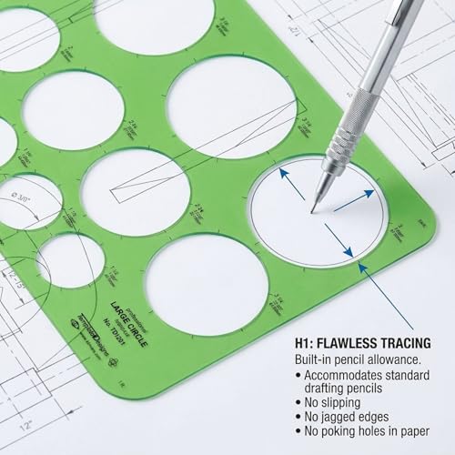 Image of ALVIN, TD1201, Large Circles Guide Template, Drawing and Drafting Tool for Artists, Architects, Design and Drafting, 1.5 inch to 3.5 inch Scale