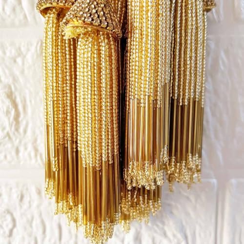 Image of Adikala Craft Store Handmade Ethnic Latkan Tassel Set of 2 for Saree Pallu, Blouse, Suits, Dupatta, Lehenga Decor (Golden D2)