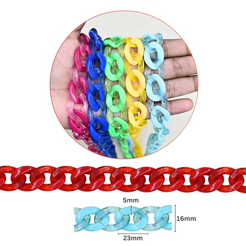 Image of SATRA TRADERS Matt Translucent Acrylic Chains for DIY Jewelry | Size : H-16mm W-23mm | Qty : 2mtr | AC09 | 7-Sky Blue