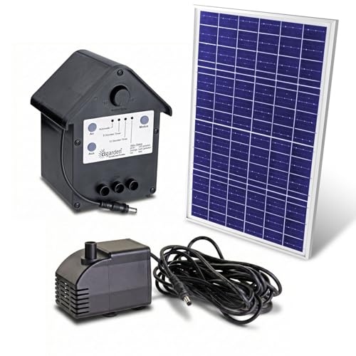 CLGarden NASP5 Solar Teichpumpe mit Akku 1100 l/h Springbrunnenpumpe mit 22W Solarpanel LED & Timer für Gartenteich Wasserspiel & Bachlauf