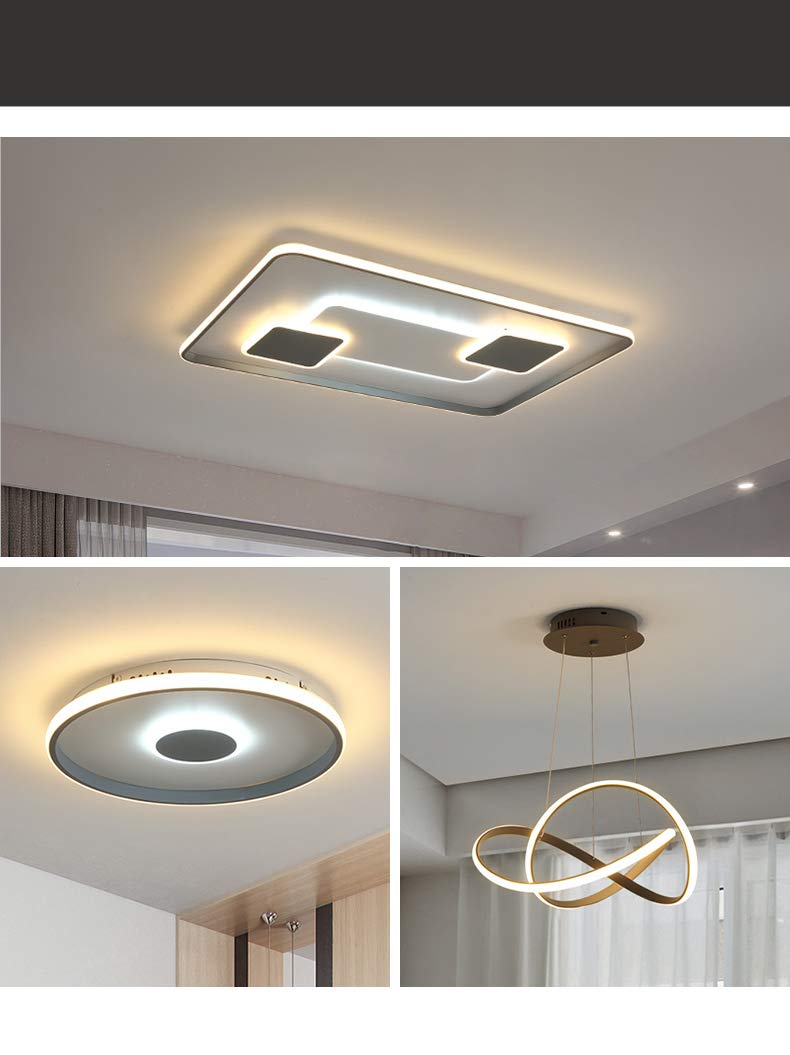 9641CFX, 90x60cm LED Deckenleuchte mit Fernbedienung Lichtfarbe/Helligkeit einsetllbar Deckenlampe weiß/grau (9641CFX, 90x60cm 224W)