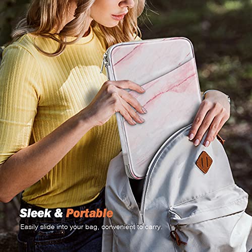 MoKo-Funda-Protectora-de-9-11-Pulgadas-Bolsa-para-iPad-Pro-11-202120202018-iPad-8th-7th-Generation-102-iPad-Air-4-109-iPad-97-Tablet-o-Ordenador-de-Poliester-con-Bolsillos-Marmol-Rosa-Gris