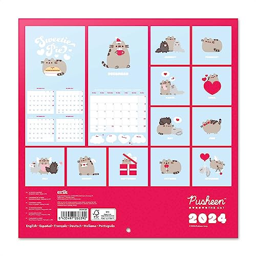 Grupo Erik Pusheen Wall Calendar 2024 12" x 12", 12 x 12 inches, 12 x 12 inches - Image 2