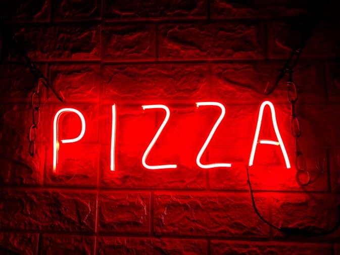 SG PRINT PIZZA Neon Sign Light for Restaurant Coffee Shop Bar Pub Business Store Advertising Window Display LED Pizza Sign Kitchen Bedroom Kid Room Home Party Cool Wall Decor (18x6) Red-image-40