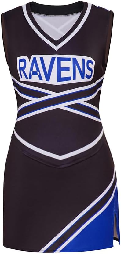 VEECOOCOS Women Basketball Cheerleader Outfits Tank Tops Skirt High School Fancy Dress Uniform Halloween Costume