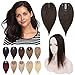 SEGO Hair Toppers for Women Human Hair Topper No Bangs 130% Density Silk Base Clip in Hair Pieces Crown for Slight Hair Loss Thinning Hair Cover Gray Hair -14 Inch -2 Dark Brown